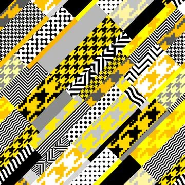 Classic Hounds-tooth pattern in a patchwork collage style. Stock Illustration