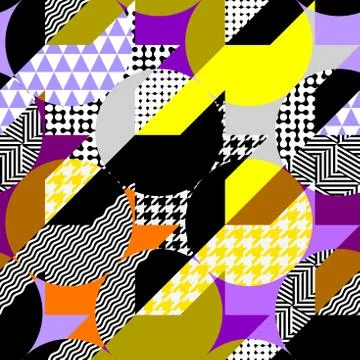 Classic Hounds-tooth pattern in a patchwork collage style. Illustrazione stock