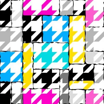 Classic Hounds-tooth pattern in a patchwork collage style. Stock Illustration