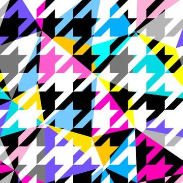 Classic Hounds-tooth pattern in a patchwork collage style. Stock Illustration