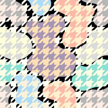 Classic Hounds-tooth pattern in a patchwork collage style. Illustrazione stock