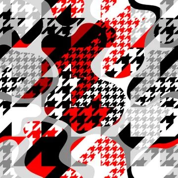 . Classic Hounds-tooth pattern in a patchwork collage style. Stockillustratie