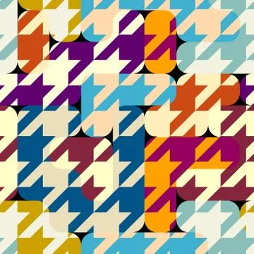 Classic Hounds-tooth pattern in a patchwork collage style. 库存插图