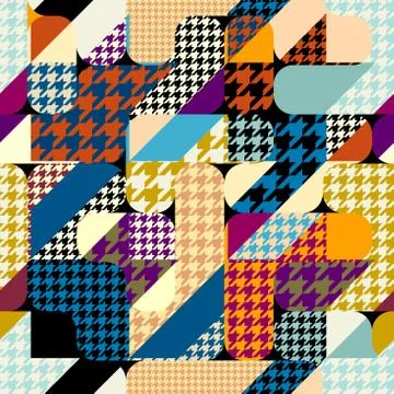 Classic Hounds-tooth pattern in a patchwork collage style. 库存插图