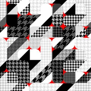 Classic Hounds-tooth pattern in a patchwork collage style. Illustrazione stock