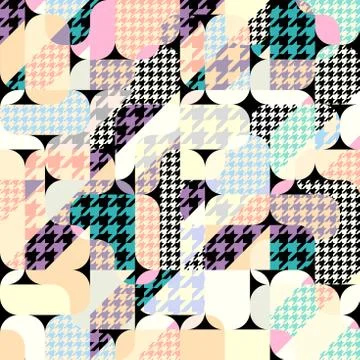 Classic Hounds-tooth pattern in a patchwork collage style. 스톡 일러스트