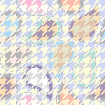 Classic Hounds-tooth pattern in a patchwork collage style. Illustrazione stock