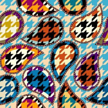 Classic Hounds-tooth pattern in a patchwork collage style. Stock Illustration