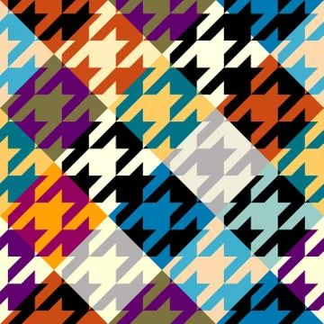 Classic Hounds-tooth pattern in a patchwork collage style. Illustrazione stock
