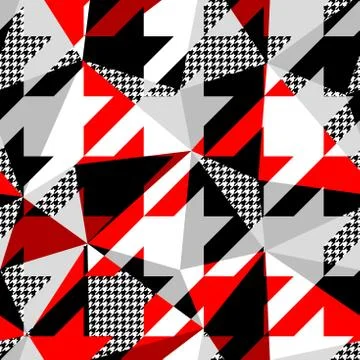 . Classic Hounds-tooth pattern in a patchwork collage style. Stock Illustration