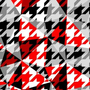 . Classic Hounds-tooth pattern in a patchwork collage style. Stock Illustration