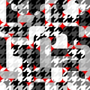 Classic Hounds-tooth pattern in a patchwork collage style. Stock Illustration