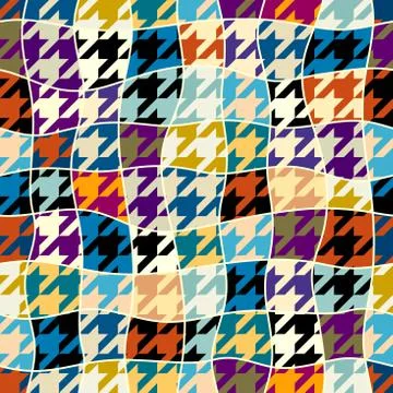 Classic Hounds-tooth pattern in a patchwork collage style. Stock Illustration