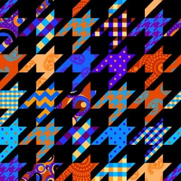 Classic Hounds-tooth pattern in a patchwork collage style. イラスト素材