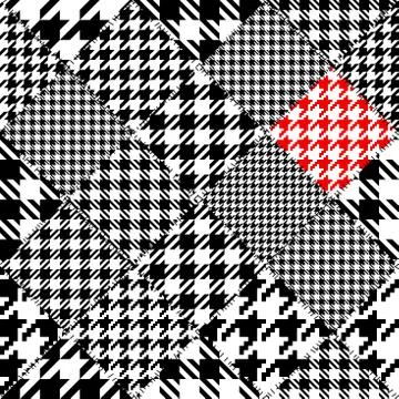 Classic Hounds-tooth pattern in a patchwork collage style. Illustrazione stock