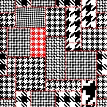 Classic Hounds-tooth pattern in a patchwork collage style. Stock Illustration