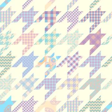 Classic Hounds-tooth pattern in a patchwork collage style. Stock Illustration