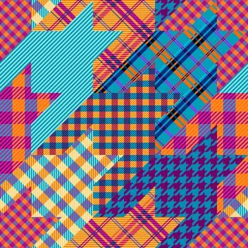 Classic Hounds-tooth pattern in a patchwork collage style. Stock Illustration