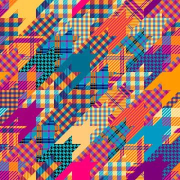 Classic Hounds-tooth pattern in a patchwork collage style. Stock Illustration