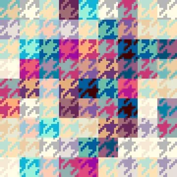 Classic Hounds-tooth pattern in a patchwork collage style. イラスト素材