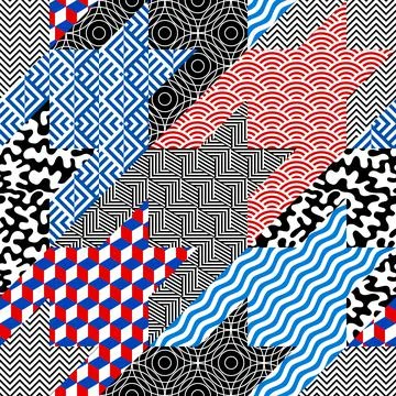 Classic Hounds-tooth pattern in a patchwork collage style. 스톡 일러스트
