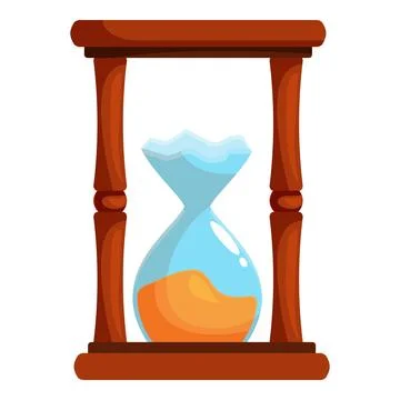 Classic hourglass measuring time with falling sand Ilustração Stock