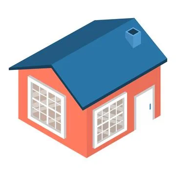 Classic house icon isometric vector. Modern one story building with chimney icon Ilustración de archivo