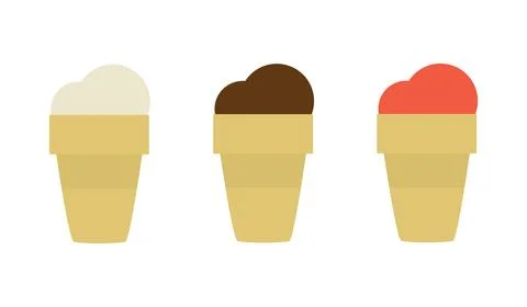 Classic Icecream Flavour Double Scoops in Waffle Cup Stock Illustration