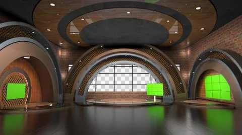 Classic indoor 3D virtual studio_3d illustration Stock Illustration