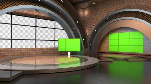 Classic indoor 3D virtual studio_3d illustration Illustration