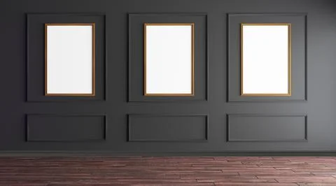 Classic interior with posters template Illustrazione stock