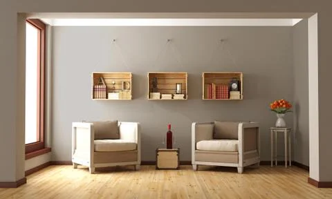 Classic interior with two armchair Stock Illustration