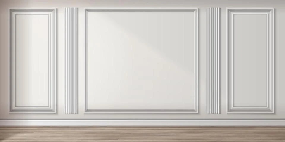 Classic interior with white wall panel Illustrazione stock