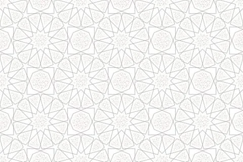 Classic Islamic seamless beige pattern vector traditional line texture flower Stock Illustration