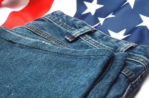 Classic jeans. Material cut elements 스톡 사진