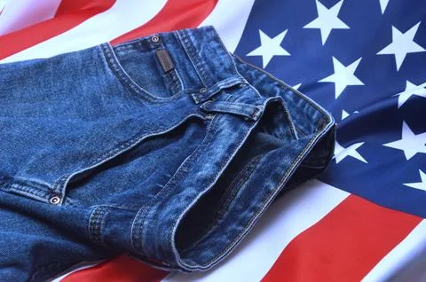 Classic jeans. Material cut elements Stock Photos