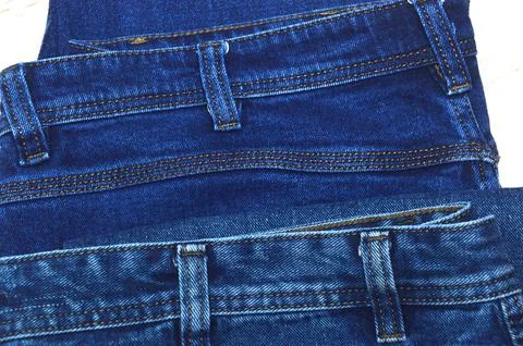 Classic jeans. Material cut elements Stock Photos