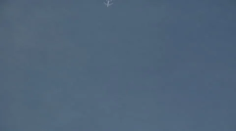 Classic Jet Contrail Streaming Behind Plane - Close Up Stock Footage 54730486