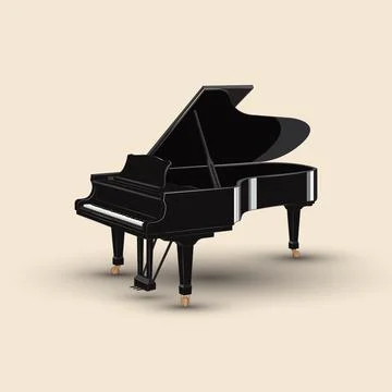 Classic key piano drawing. Vector Stock Illustration
