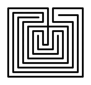 Classic Labyrinth of Knossos with a single path seven courses 스톡 일러스트