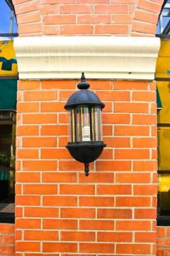 Classic lamp on the brick wall Stock Photos