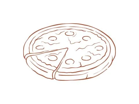 A Classic Large Pizza With One Missing Slice Sketch Vector Illustration Stock Illustration