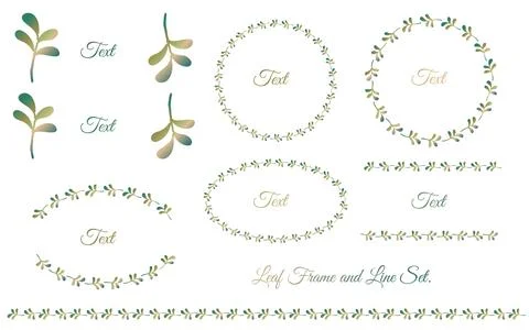 Classic leaf-shaped frame and line set.Elegant Botanical Border Design. Stock Illustration
