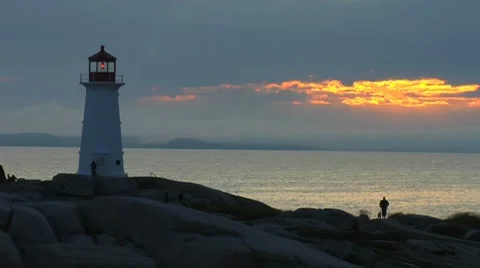 Classic Lighthouse at Peggy's Cove- Nova Scotia, Canada Stock Footage 9281007