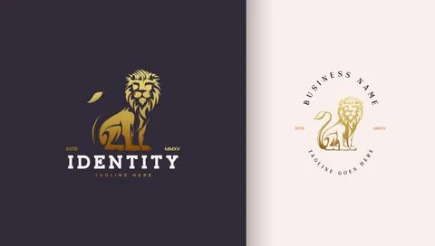 Classic lion logo looking sideways Stock Illustration