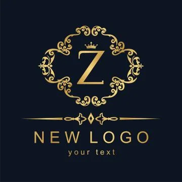 Classic logo with a round frame. Capital letter in the center of the ornament Stock Illustration