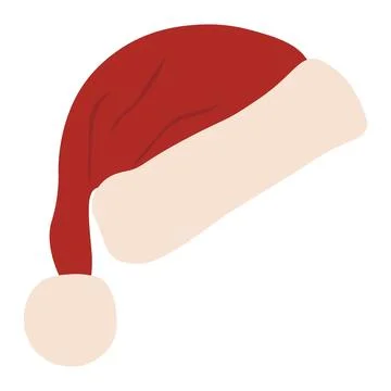 Classic long Santa hat with big pompom. Whimsical holiday accessory for Chr.. Stock Illustration