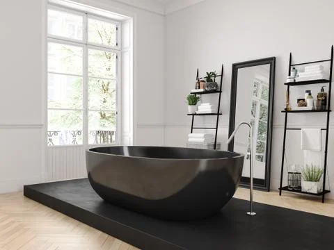 Classic luxury bathroom. 3d rendering イラスト素材