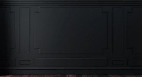 Classic luxury black empty interior with wall molding panels Stock Illustration