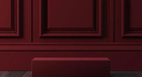 Classic luxury dark red empty interior with wall molding panels Stock Illustration